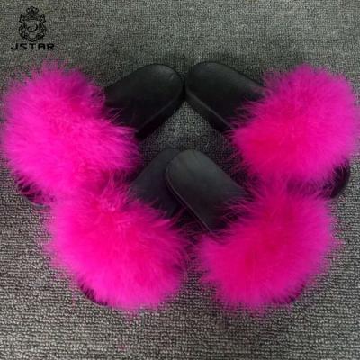 China Real fur slides real furry anti-skid anti-skid furry slipper for kids turkey hairy slippers for sale