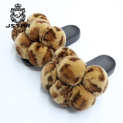 China Wholesale Breathable Large Rabbit Fur Slides Women Slippers Rex Rabbit Fur Slides for sale