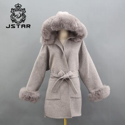 China Double Sided Cashmere Fox Fur Coat Women Fashion Cashmere Coat Anti Shrink Coat for sale