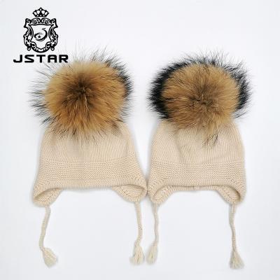 China COMMON real fur hat COMMON fashionable real fur Pom Pom Baby Angora Wool Knitted popular hat for sale