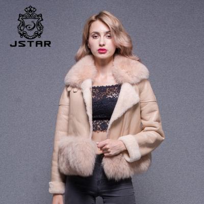 China Real Russian Plus Size Leather Jacket Lamb Fur Coats Double Style Face Plus Size Shorts for sale