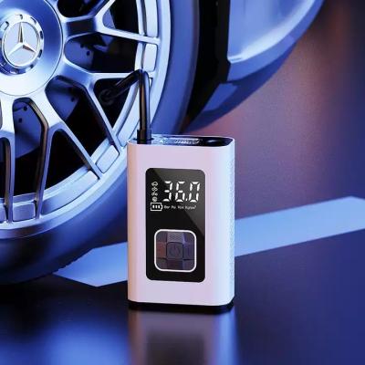 China Car Motorcycle Scooter Bicycle Bike Tire Mini Display Inflator with Power Bank CE ROHS Electric Wireless Inflator Air Car Rechargeable Portable Pump for sale