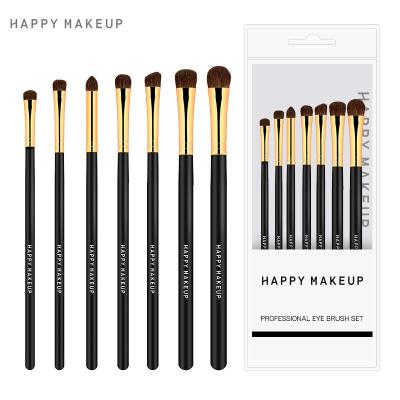 China Professional Good Quality Flat Brush Eyeshadow Makeup Brush Set Wooden Handle Material 7pcs Makeup Brushes Eyebrow Set for sale