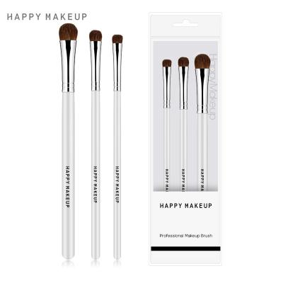 China Flat Brush Logo Cheap Eye Shadow Brushes Custom Made Professional Good Quality Sets Makeup For Wholesale Wooden 3pcs Makeup Brushes Eyebrow Set for sale