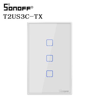 China PC SONOFF T2 T3 USA TX Smart Wifi Wall Touch Tempered Glass Panel + Switch with Frontier Smart Home 1/2/3 Band 433 RF/Voice/APP Touch Control Work with Alexa for sale