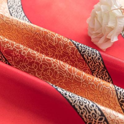 China Anti Pill Anti Pill Stretch Satin 100% Poly Luxurious Printed Bridal Silk Feeling Fabric For Dress for sale