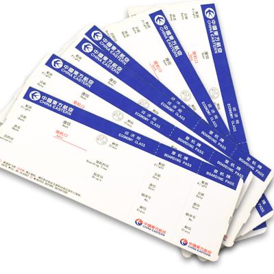 China Waterproof Custom Printing Design Thermal Paper Boarding Pass Airline Ticket Sticker Te koop