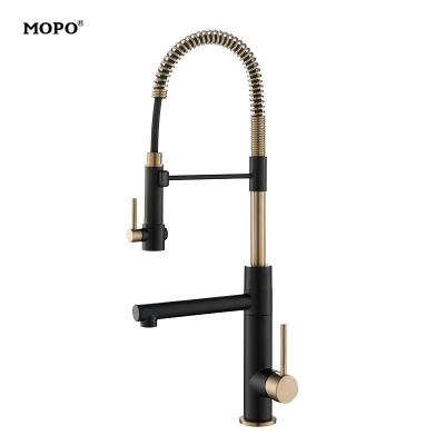 China Pull Out Spray Gold Kitchen Faucet With Pull Out Spring Spray Kitchen Taps Sink Mixer Tap for sale