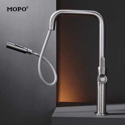 China Pull Out Spray Top Selling Modern Mixer Tap Brass Black Gold Taps Single Handle Pull Out Kitchen Sink Faucet With Sprayer for sale