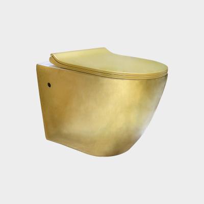 China Wall Gold Ceramic One-Piece Toilet WC Saving WC European Standard Water Concealed Toilet Sanitary Wc for sale