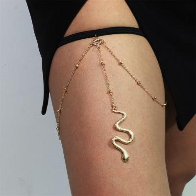 China Vintage Fashion Jewelry Long Snake Tassel Elastic Leg Chain For Women Ball Chain Body Chain Leg Thigh Bohemian Sexy Accessories for sale