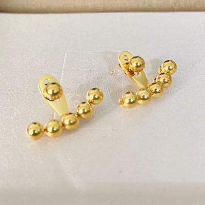 China 2022 Hot Selling CLASSIC Stainless Steel Non Fading Round Beaded Design Single Gold Ear Studs 18K Gold Stud Earrings For Women for sale