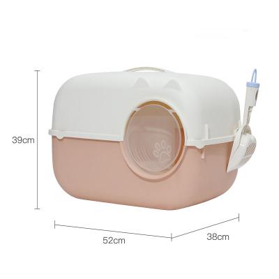 China Wholesale Cat Toliet Cat Litter Trays Pet Cleaning Cat Toilet Plastic Box Large Space Closed Cat Litter Box for sale