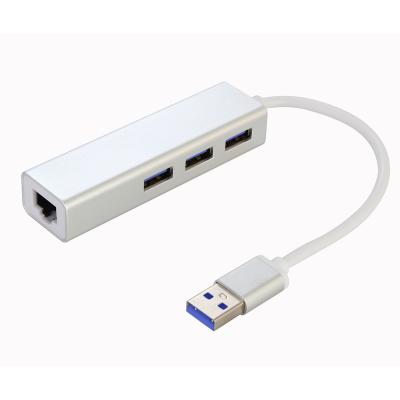 China LAPTOP Free Drive With 3 Ports Hub RJ45 USB 3.0 Gigabit Ethernet Adapter Network Lan for sale