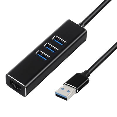 China Plug and Play 3 Ports Hub USB3.0 AU RJ45 10/100/1000M Lan Card Gigabit Ethernet USB 3.0 Network Adapter for sale