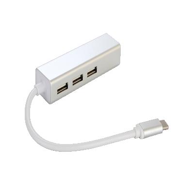 China LAPTOP Type C to USB 2.0 Hub Network RJ45 100M Ethernet Adapter with 3 Ports USB 2.0 Hub Reader LAN for sale