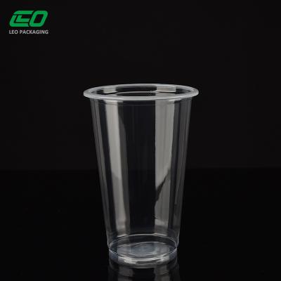 China 16oz/450ml smoothie milktea beverage transparent plastic cups customized bubble tea cup can use with sealing film for sale