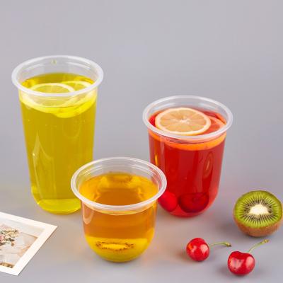 China Transparent Boba Cups Bubble Tea Disposable Smoothie Cups Plastic Boba Cup U Shape for sale