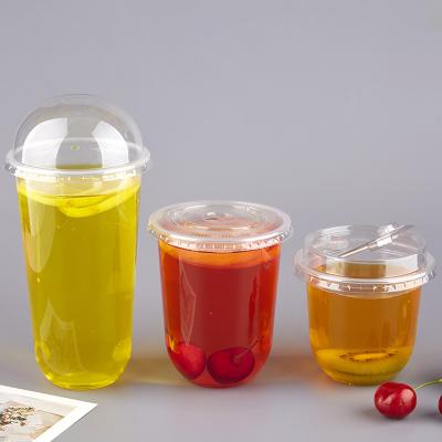 China Transparent Disposable Plastic Cups With Lids Bubble Tea Cup U Shape Cup Custom Printed Plastic for sale