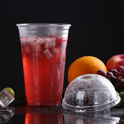 China Wholesale 620ml Transparent Pet Cup 20oz Disposable Plastic Pet Cups With Lid for sale