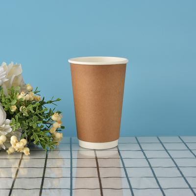 China 16oz 500ml Recyclable Wholesale Logo Printed Coffee Cups Disposable Paper Cup Double Wall for sale