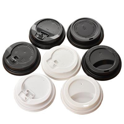 China Non Spill 10/12/16/22oz 90mm PS Lids Plastic Cover For Paper Coffee Cups for sale