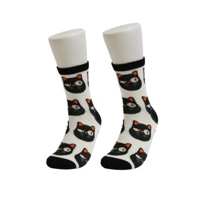 China Viable Cute Viable Cat Pattern Design Crew Socks Black Design With Interesting And Funny Gift Box for sale