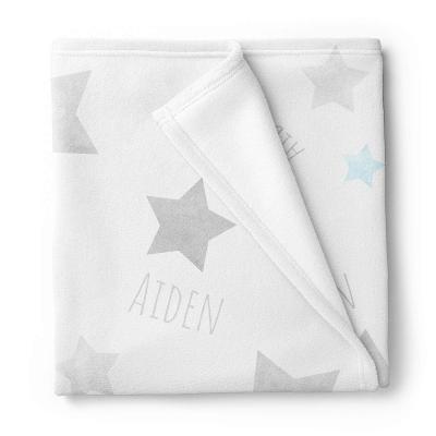 China Personalized Blanket Customized Anti-Static Star Flannel Baby Blanket For Boys With Name for sale