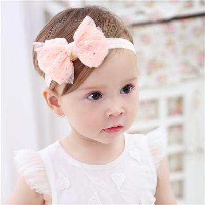 China Hot Selling Stars Cotton Fabric Baby Headband Accessories Infant Shiny Bow Headband For Baby for sale