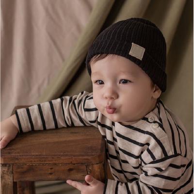 China Wholesale Custom Winter Baby Hood Knitted Warm Newborn Hat Striped For Infant Toddler Beanie Cap for sale