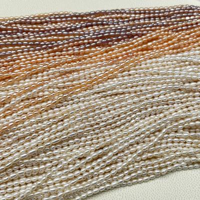 China Drop Freshwater Teardrop Shape Rice Wholesale 2.5-3mm Freshwater Pearl Beads Loose Strands DIY Beads for sale