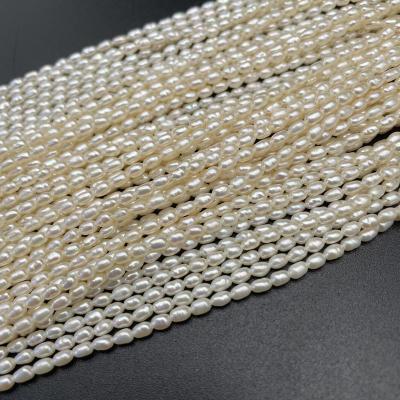 China Tiny Freshwater Pearl Bead Strand 3-3.5mm Rice Shape AAA Grade Freshwater Pearl Loose Strands DIY Beads for sale