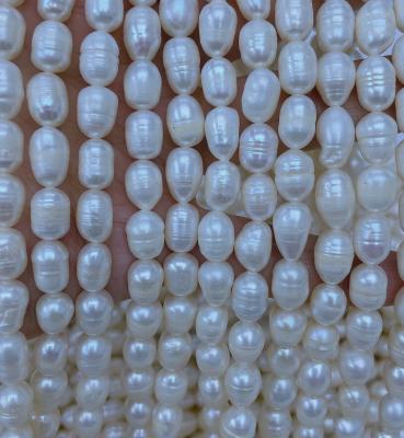 China Wholesale 7-8mm A Grade Natural Freshwater Pearl Pearl Oval Natural Freshwater Pearl Bead Strand for sale