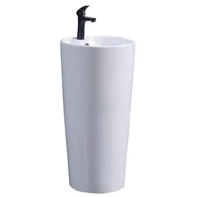 China Modern New Style Ceramic Pedestal Floor Standing Basin For Bathroom for sale