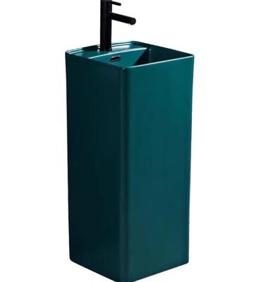 China NEW Modern Moden Square Pedestal Floor Standing Ceramic Basin For Bathroom for sale