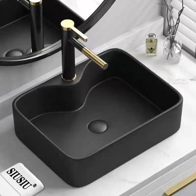 China Matt Black Modern Sanitary Ware Table Top Art Wash Basin Sinks For Bathroom for sale