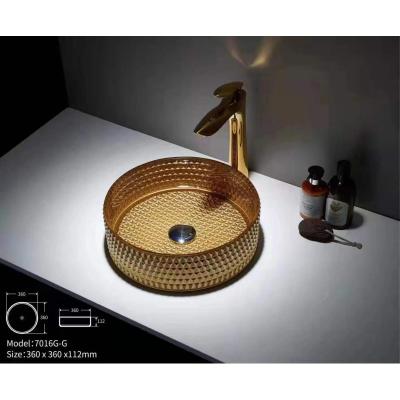 China Modern Luxury Style Design Crystal Glass Vessel Sink Bathroom Artistic Glass Basin for sale