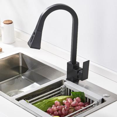 China Sense Faucets Pull Down Single Sprayer Handle Kitchen Sink Faucet 304 Stainless Steel Black And Gold Sale CLASSIC Core for sale