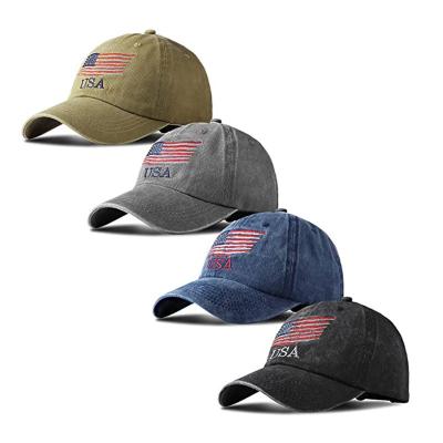 China HZM-11018 COMMON USA Flag Embroidery Mens Baseball Cap Women Sport Cotton Male Hat For Men Hip Hop Dad Hats for sale