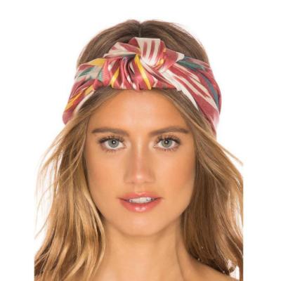 China Fashion HZM-19108 Boho Print Knotted Turban Headband Stretch Twist Head Wraps Bar Cloth Head Bands For Women for sale