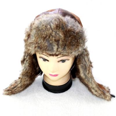 China HZM-10473004 Russian COMMON Faux Fur Flapper Bomber Hat Ear Aviator Hats Cover Winter Hat for sale