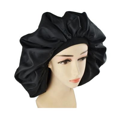 China HZM-18033 Character Double Layer Hair Hood Super Smooth Natural Sleeping Hat Women's Extra Large Satin Hood for sale