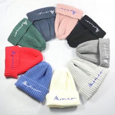 China COMMON HZM-17772 Custom 3D Woven Winter Beanie Cheap Embroidery Knitted Hat for sale