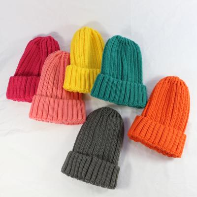 China HZM-16887002 12+ COMMON Colorful Thick Warm Promotional Toque OEM Kids Hat Knitted Acrylic Skullcap for sale