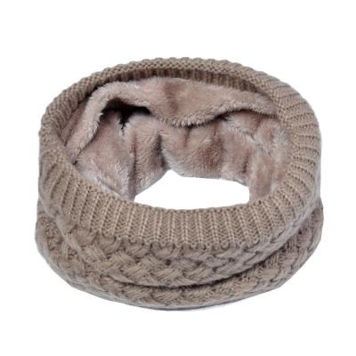 China Kid Woman Gift HZW-18179 Winter Rough Double-Layer Soft Fleece Thick Striped Knit Neck Circle Warmer Scarf Fur Windproof Snood for sale