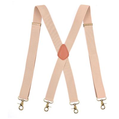 China HZO-19017 Nice Suspenders For Men Vintage Bronze Snap Hangs Braces X Back Adjustable Groomsmen for sale