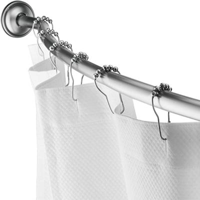 China Bathroom Product Sustainable Aluminum Curved Telescopic Shower Curtain Rod Adjustable Satin Nickel Wholesale Shower Curtain Pole for sale