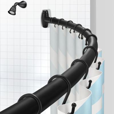 China Rustproof Rod Curved Tension Adjustable Black 50-72 Inch Curved Shower Curtain Shower Curtain Accessories Wholesale Antirust Shower Poles for sale