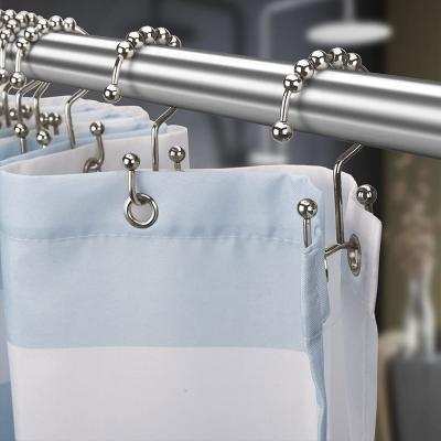 China Double Sliding Shower Curtain Hooks Medieval Double Rings Curtain Rings Curtain Hooks Wholesale Antirust Shower Accessories for sale