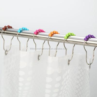 China Littlestone Hardware Rustproof Shower Curtain Hooks Rings Anti Rust Bathroom Accessories Stainless Steel Chrome Shower Curtain Hooks for sale